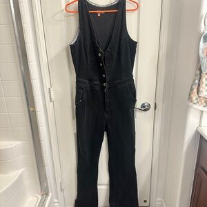 Anthropologie Black Button-Front Jumpsuit